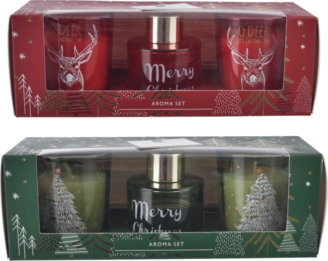 Vianočná sada aróma difuzéra a sviečky 30 ml (2 varianty)