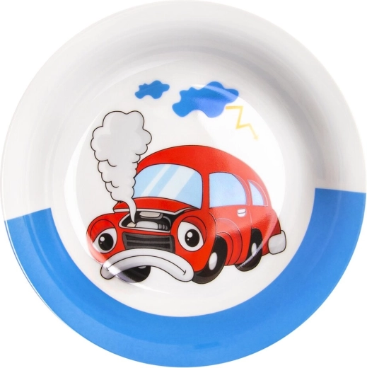 Detský hlboký porciovací tanier s motívom auta 19 cm