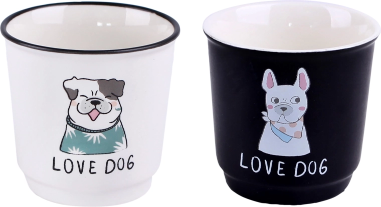 Keramické hrnčeky TORO s motívom psíka 90 ml, sada 6 ks