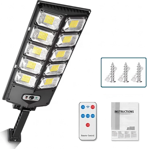 Solárna LED vonkajšia lampa s pohybovým a súmrakovým čidlom, diaľkové ovládanie