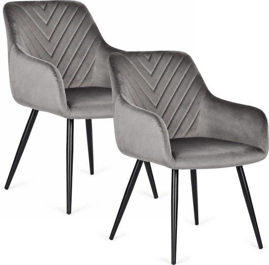 Súprava 2 čalúnených zamatových stoličiek ModernHome v tmavosivej farbe
