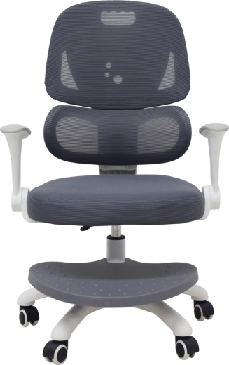 Ergonomická detská otočná stolička k písaciemu stolu s podnožkou, sivá