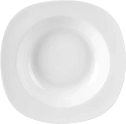 Hlboký hranatý porcelánový tanier MONA 21 cm biely