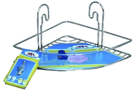 Rohová polička STICK, 1 poschodie, chróm, 20 × 20 × 13 cm