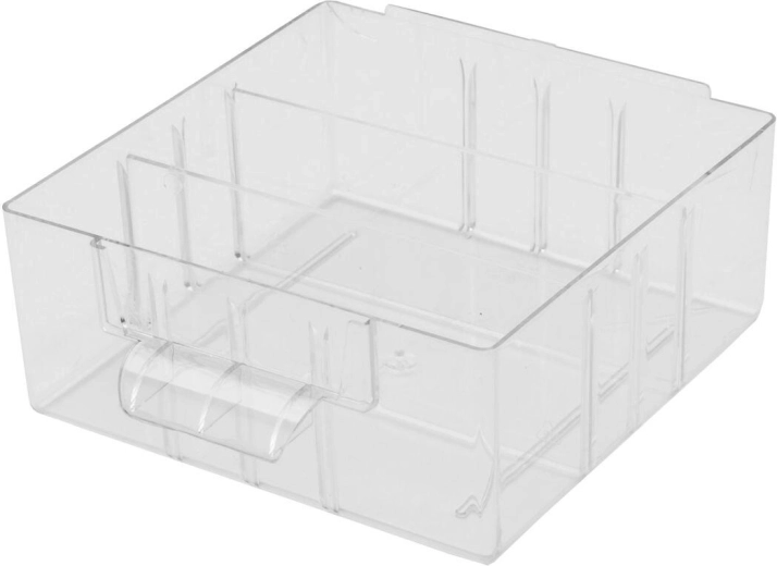 Stredná plastová krabička M s priečkami 13,6 × 13,6 × 5,7 cm