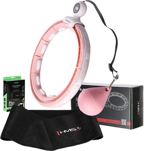 Sada inteligentný masážny hula hoop s počítadlom a magnetmi + zoštíhľujúci pás HMS BR163 Plus Size