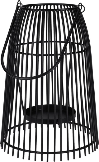 Kovový drôtený svietnik na jednu sviečku, čierny, 29 × 20 cm