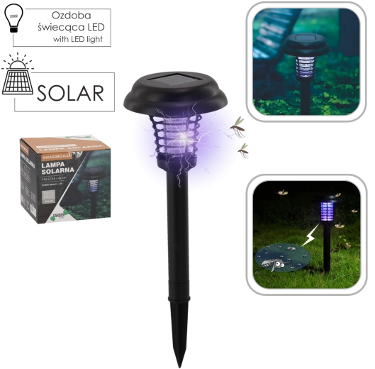 Solárna záhradná lampa s lapačom hmyzu 13,8 × 13,8 × 42 cm