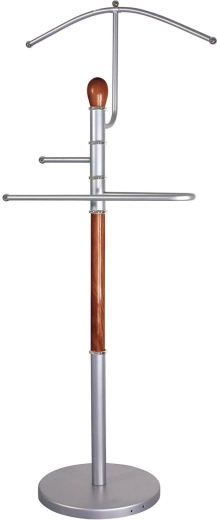 Nemý sluha RONNIE z chrómu a dreva, 46 × 27 × 107 cm, hnedý