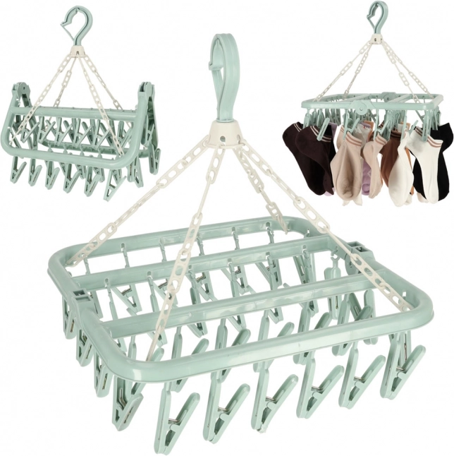 Univerzálny plastový sušiak na prádlo s 32 štipcami modrý