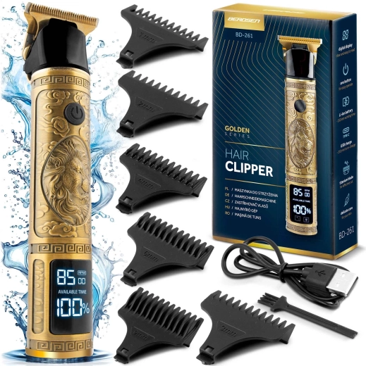 Zlatý zastrihávač vlasov a brady BERDSEN Barber Master s LCD