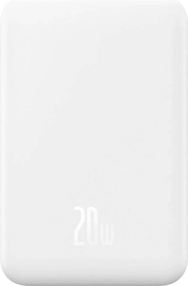 Magnetická mini powerbanka Baseus 5000 mAh s USB‑C 20 W a bezdrôtovým nabíjaním – biela