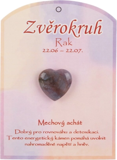 Machový achát – leštené srdce pre znamenie Rak