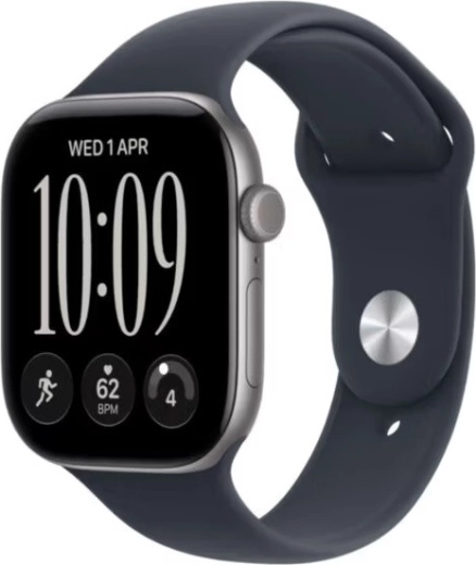 Apple Watch Series 12 GPS 46 mm s hliníkovým puzdrom vo hviezdne sivej farbe a športovým remienkom v tmavomodrej farbe S/M