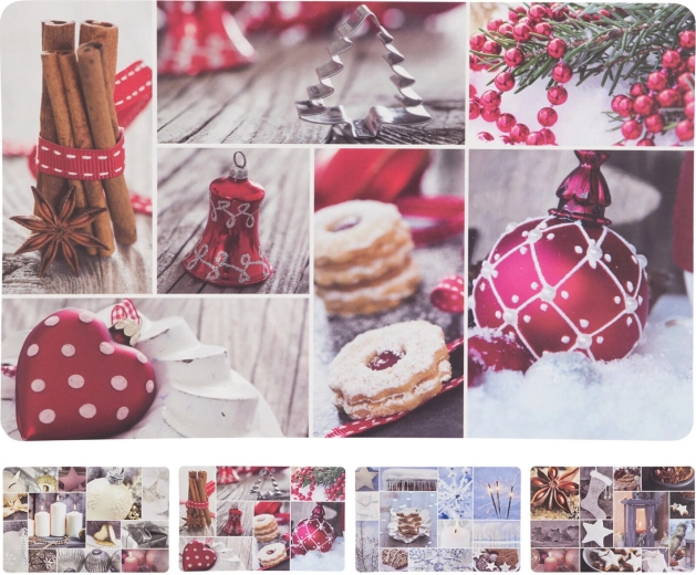 Vianočné plastové prestieranie 43,5 × 28,5 cm – koláž, mix dekorov