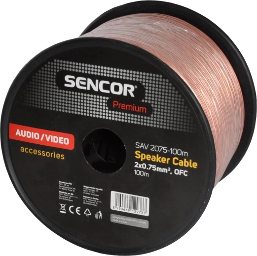 Sencor reproduktorový kábel 2×0,75 mm², 100 m