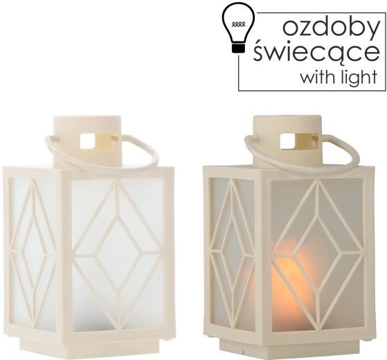 Vianočný LED lampáš biely 11 × 11 × 20,5 cm