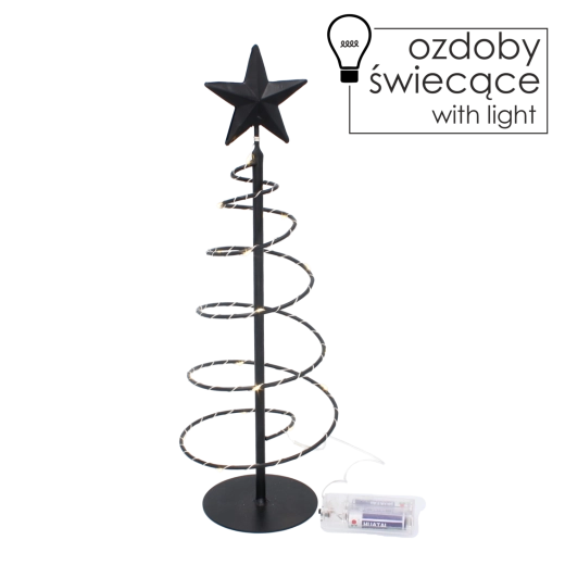 Vianočný kovový stromček s LED osvetlením 39 cm – čierny