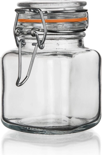 Sklenená hermetická dóza LINA 100 ml, hranatá s patentným uzáverom