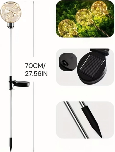 Solárne záhradné svetlá do zeme – vodotesné LED gule, sada 4 ks