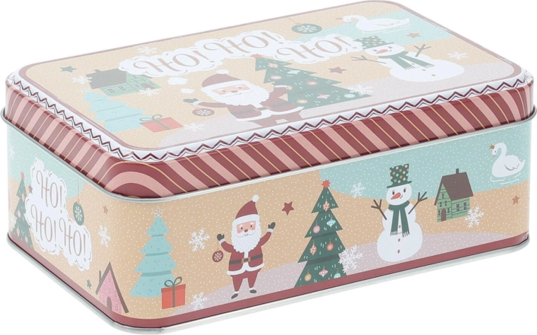 Vianočná plechová dóza obdĺžniková 16 × 11 × 5,6 cm
