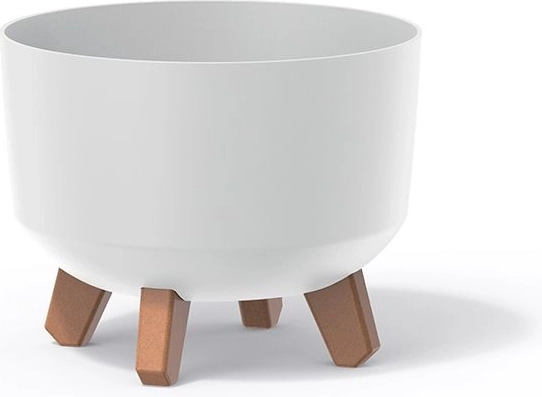 Kvetináč na nožičkách Gracia Standard 20 cm – biely plastový obal na rastliny