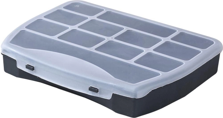 Organizér DOMINO 250 × 200 × 44 mm, čierny/priehľadný