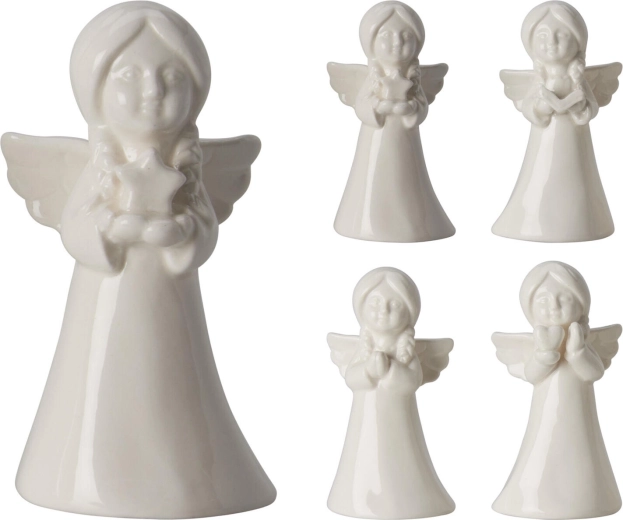 Porcelánový anjel 11 cm – biela dekorácia