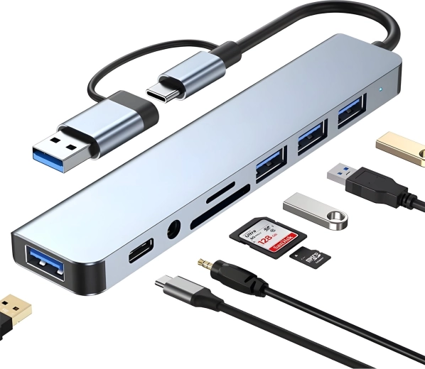 USB-C hub 8 v 1 s LAN a 4K výstupom