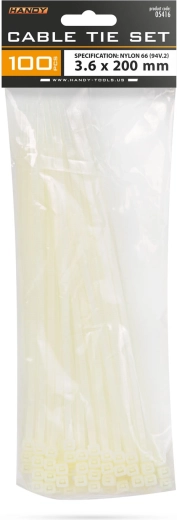 Transparentné sťahovacie pásky 200 × 3,6 mm, 100 ks