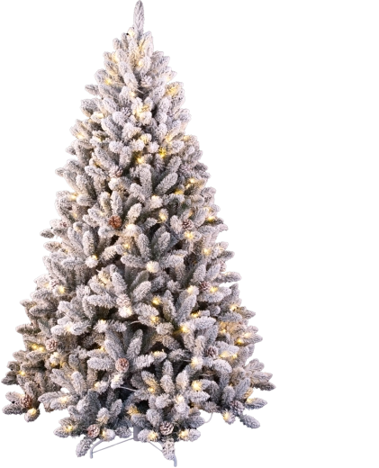 Umelý vianočný stromček 210 cm zasnežený s LED osvetlením