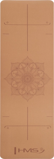 Korková joga podložka HMS YM11 s vodoodolným povrchom a vyrovnávacími líniami