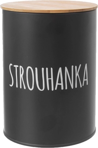 Čierna dóza na strúhanku s bambusovým viečkom 11 cm