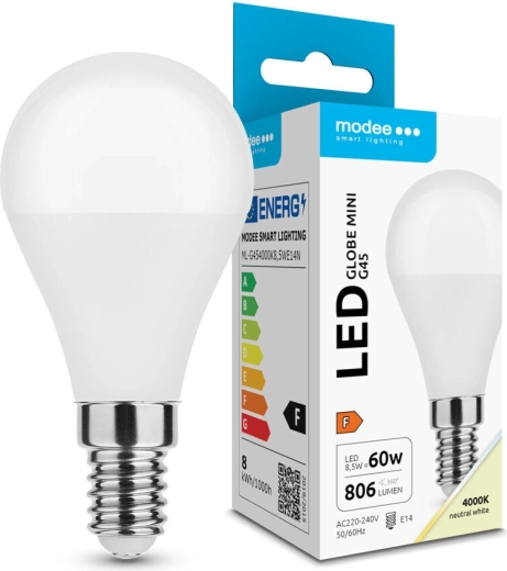 Modee LED žiarovka Globe Mini G45 E14 8,5 W neutrálna biela
