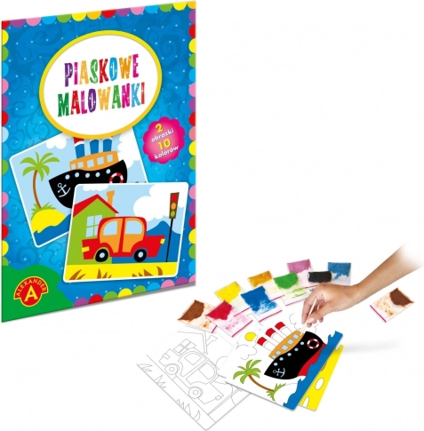 Piesočné obrazy - Loď, auto