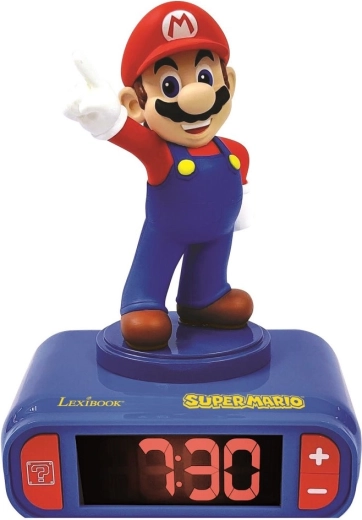 Budík s figúrkou Super Mario
