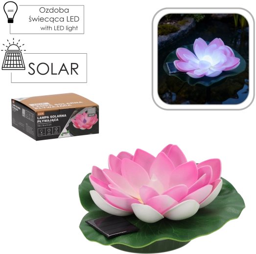 Solárna plávajúca ľalia RGB LED 18 × 18 × 6 cm