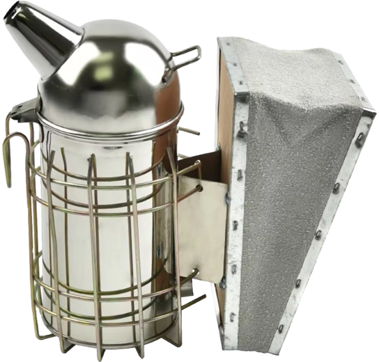 Včelárska dymovnica z nehrdzavejúcej ocele 26 cm s koženým mechom