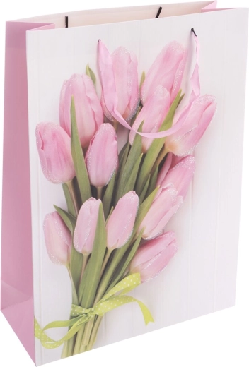 Darčeková papierová taška s motívom tulipánov 44 × 12 × 32 cm