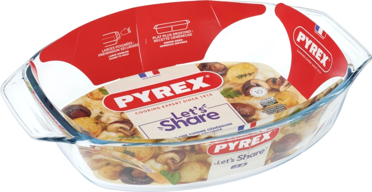 Oválna zapekacia misa PYREX 35 × 24 cm z borosilikátového skla