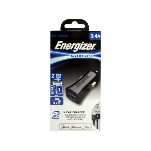 Energizer autoadaptér 3,4 A s dvoma USB, čierny