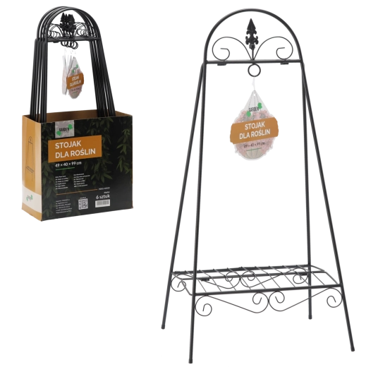 Čierny kovový stojan na rastliny 49 × 40 × 99 cm