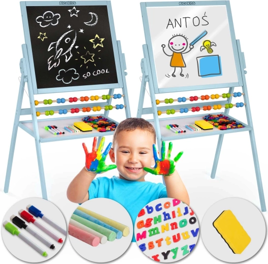Magnetická otočná detská tabuľa RICOKIDS – modrá