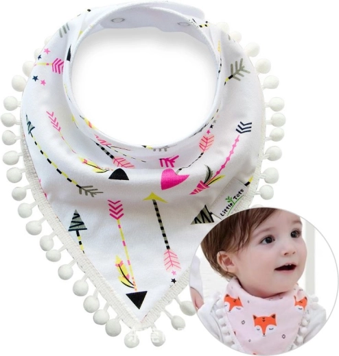 Detská šatka s bambuľkami - Amorov šíp