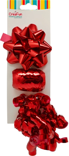 Darčeková sada metalická červená – mašle a stuha