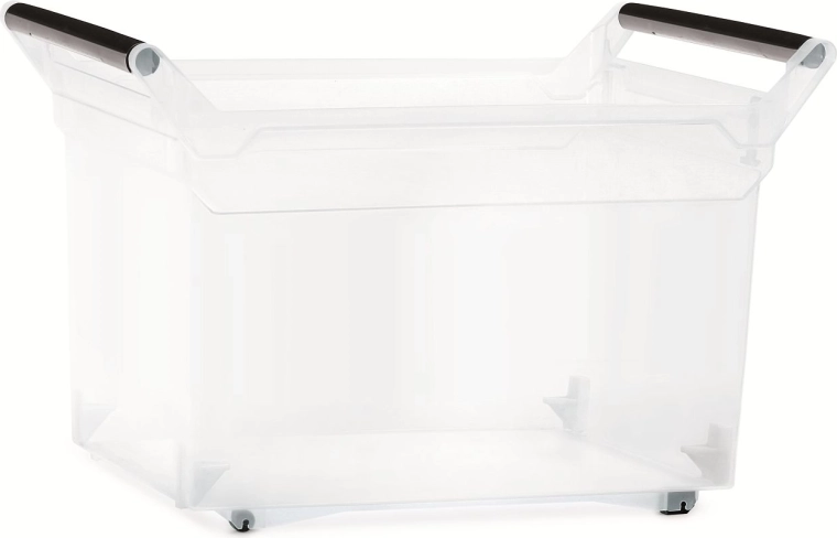 Plastový úložný box NUK 49 l s kolieskami, transparentný