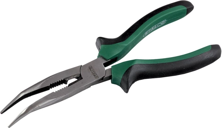 Kliešte s dlhými zahnutými čeľusťami 160 mm Stalco