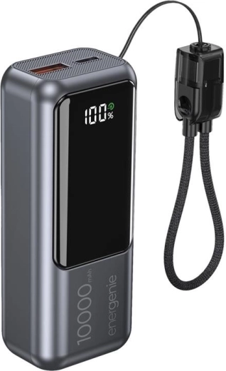 Powerbanka s LCD displejom 10 000 mAh QC 3.0 20 W sivá