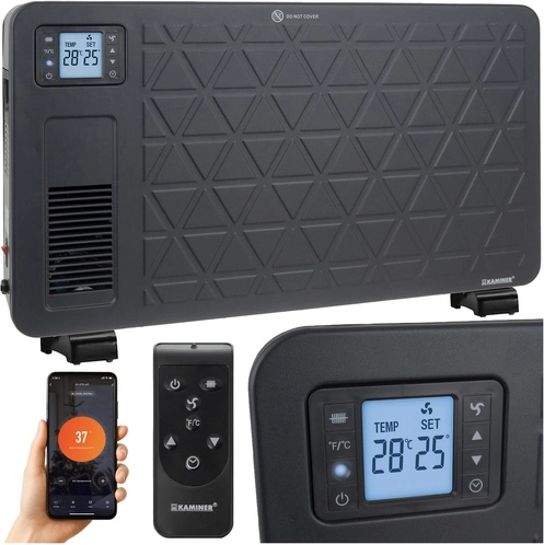 Kaminer Ziflo elektrický konvektorový priamotop 2300 W s Wi‑Fi a diaľkovým ovládaním, čierny