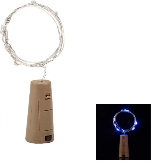 Svetelná reťaz LED s korkom - modrá